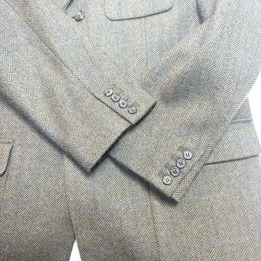 J. Crew Mens XL Gray Herringbone Wool 3 Button Tweed Blazer Sport Coat 48
